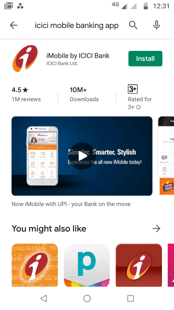 ICICI mobile banking app