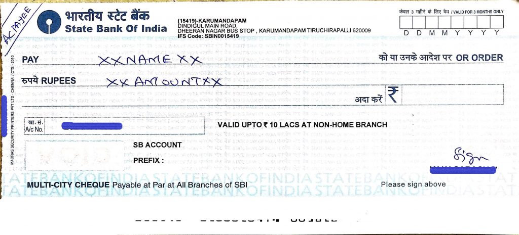 Account payee cheque