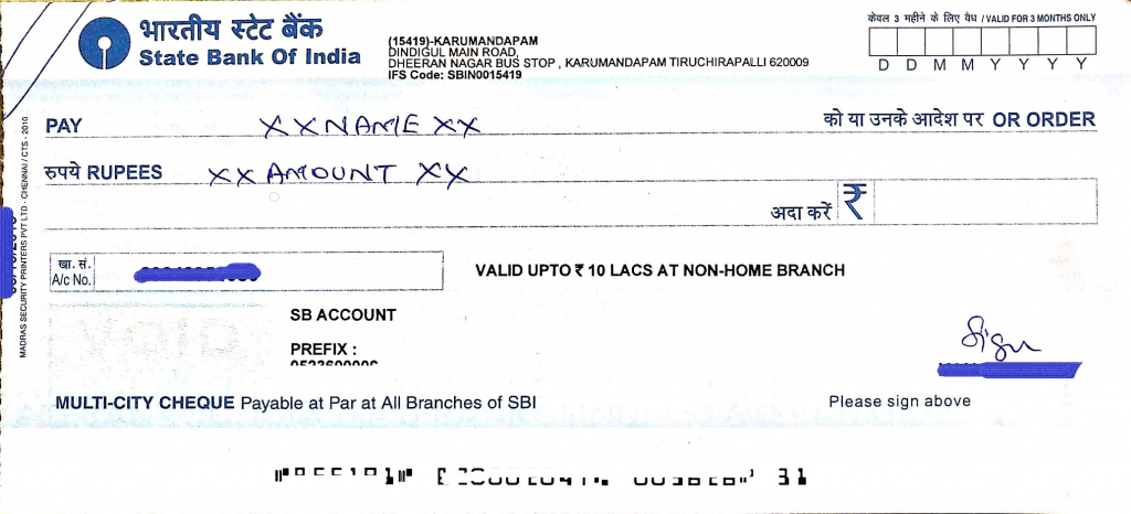 Crossed cheque