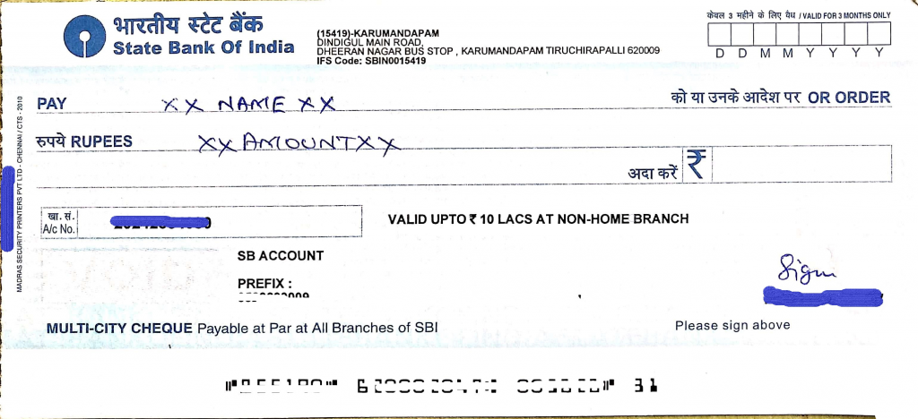 Without account payee cheque