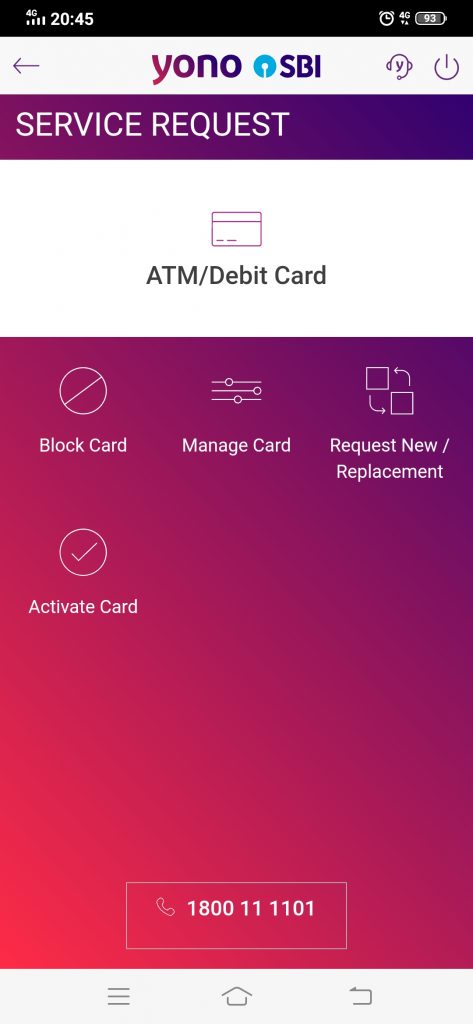 YONO block ATM card