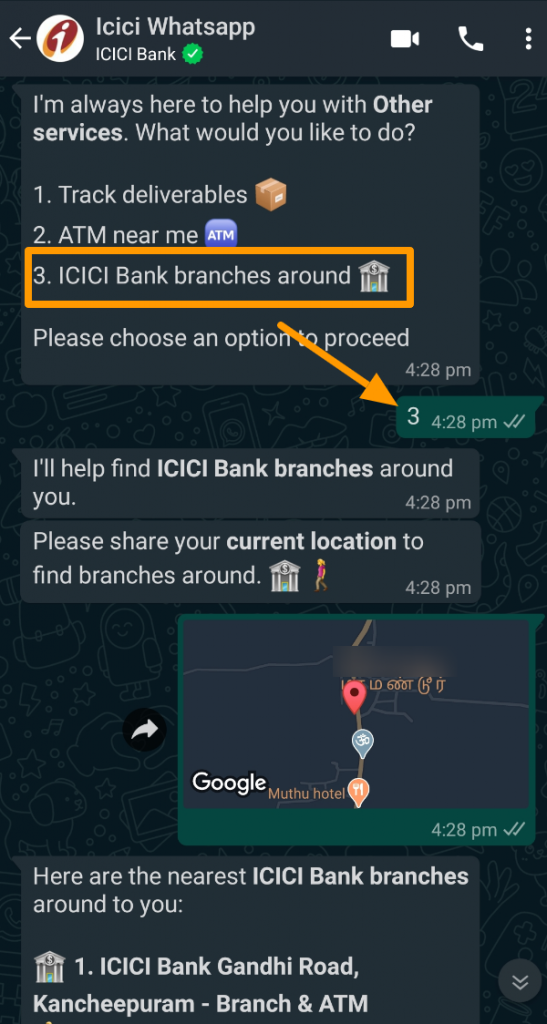 WhatsApp Banking By ICICI