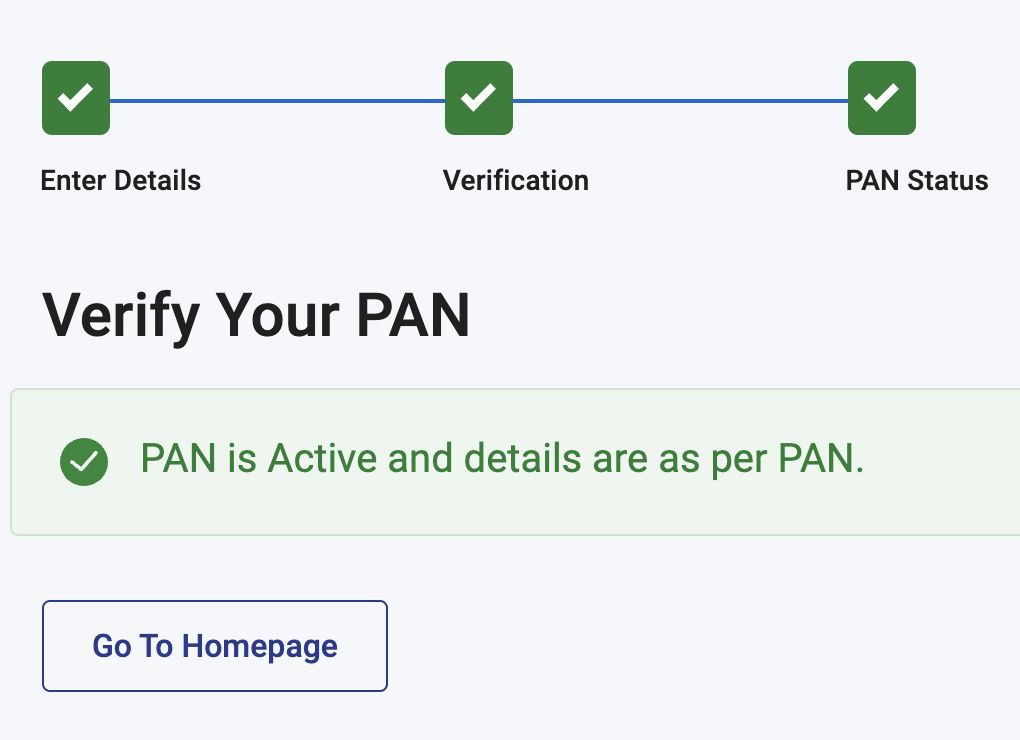 Verify PAN - Message
