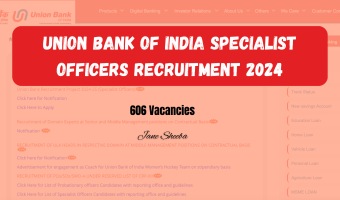 Union Bank of India Specialist Officers Recruitment 2024